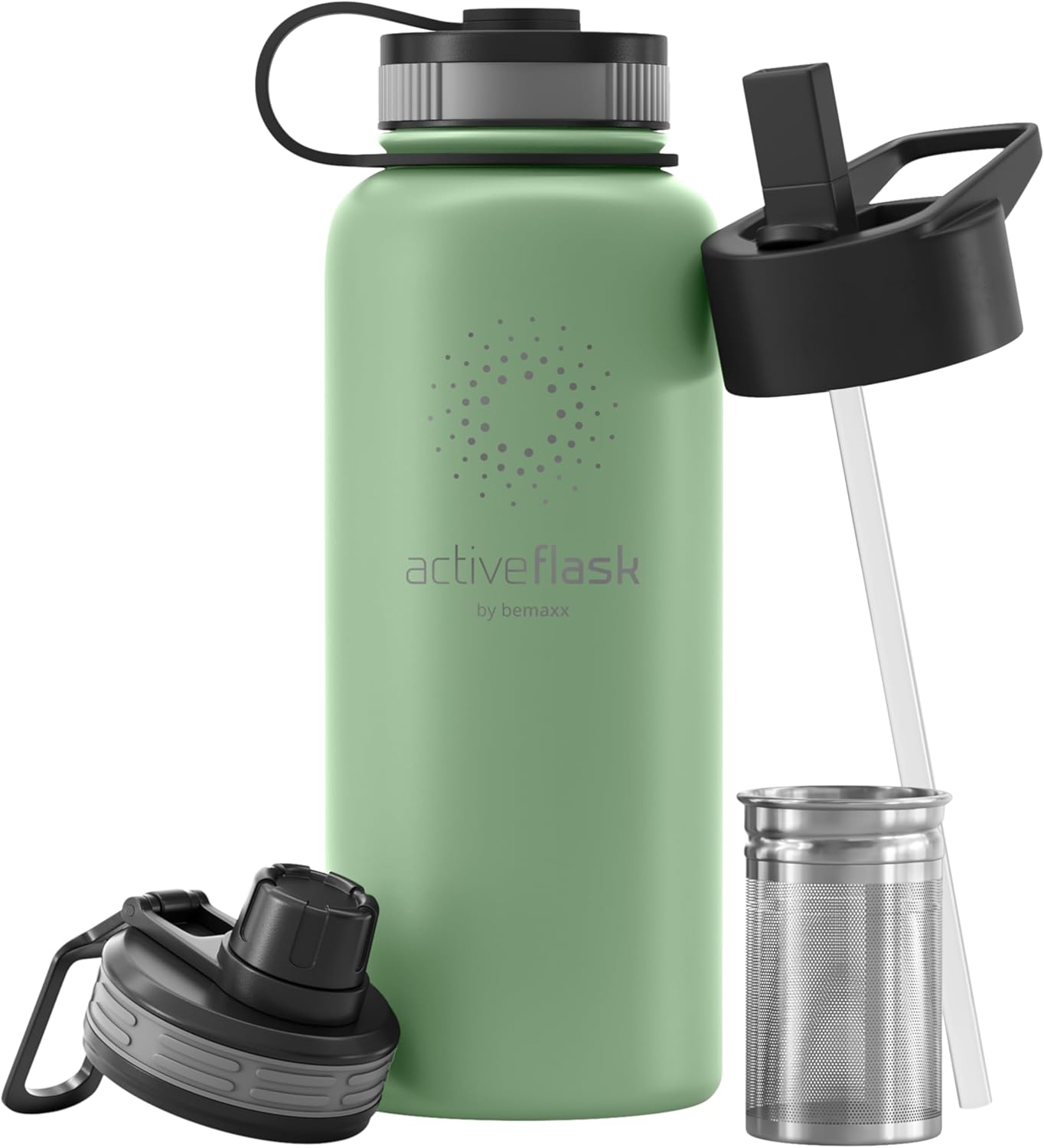 BeMaxx Trinkflasche Edelstahl ACTIVE FLASK sage 950ml