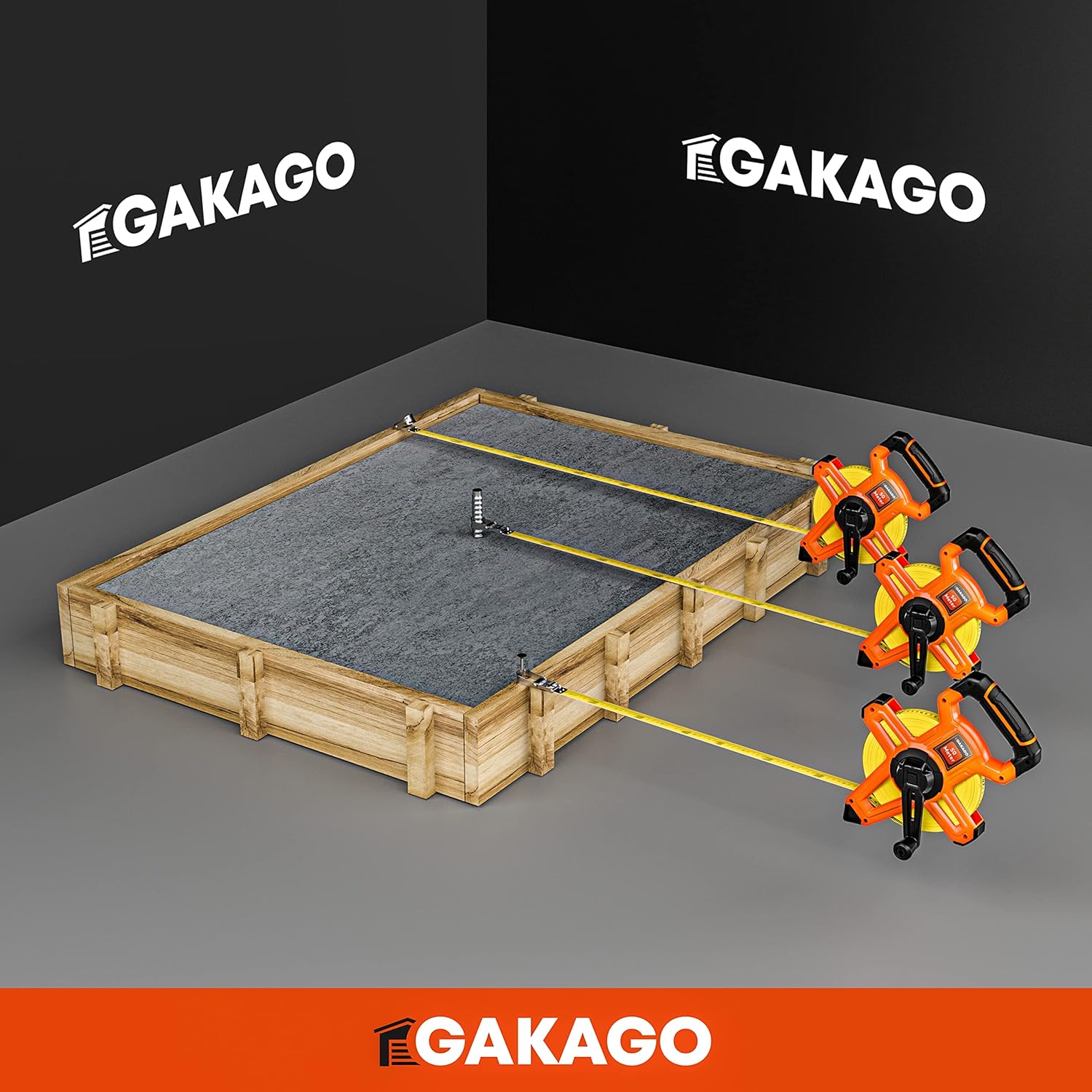 Gakago Bandmaß 50m - 3-fach übersetztes Rollmaßband Maßband Masbandrolle