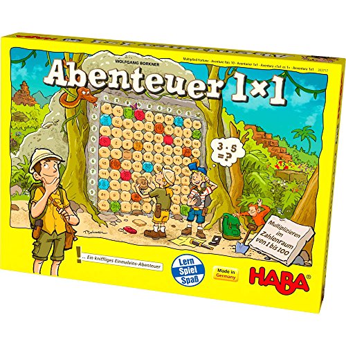 HABA 303717 – Abenteuer 1x1 | Ersatz und Lernspiel zum Spielerischen Trainieren der Einmaleins | Multiplizieren im Zahlenraum 1-100 | Cleveres Spielprinzip mit Selbstkontrolle | Spiel AB 7 Jahren