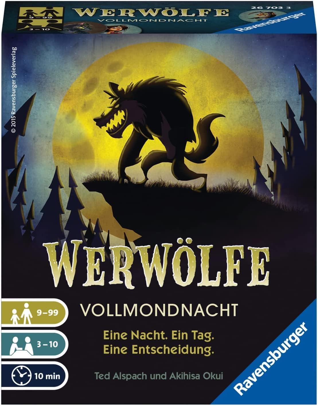 Ravensburger 26703 - Werwölfe - Vollmondnacht, Gesellschaftsspiel ab 9 Jahren, Actionsspiel für 3-10 Spieler, Spielereihe
