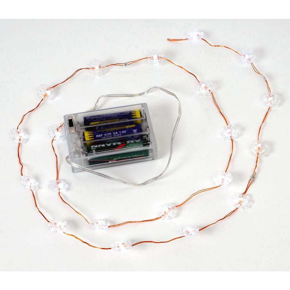 LED-Lichterkette, Batteriebetrieben, Kupferdraht, Blumenförmige Lichter, Transparent