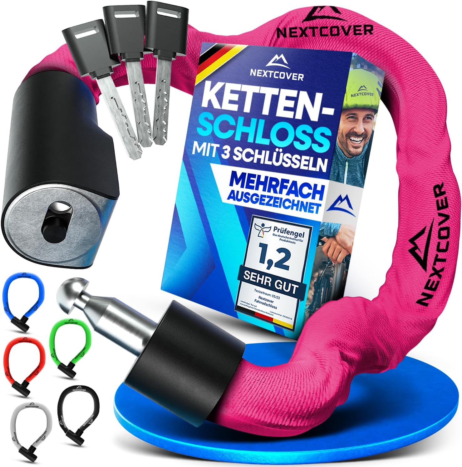NEXTCOVER Fahrradschloss LockOne mit Zahlencode SAFESECURE Zahlenschloss hohe Sicherheit Fahrradschloss Zahlenschloss robustes & langlebiges Kettenschloss Fahrrad Bike Lock