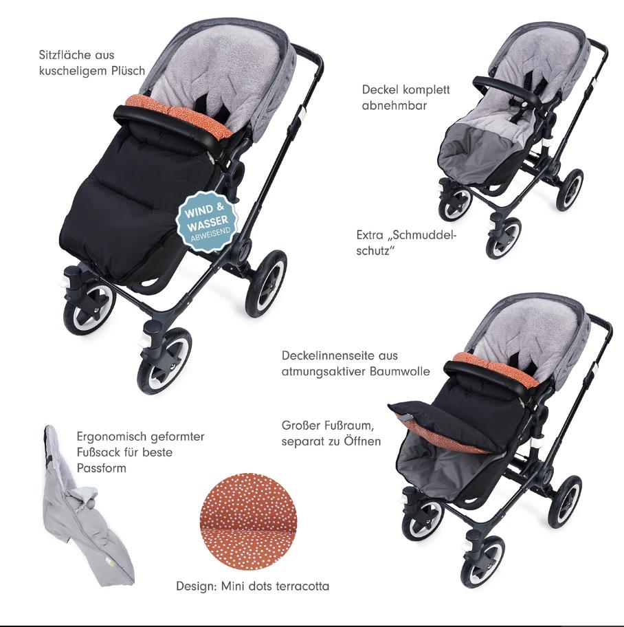 Liebes von Priebes 20723 ZOI der ergonomische Winterfusssack mini dots terracotta/ antra