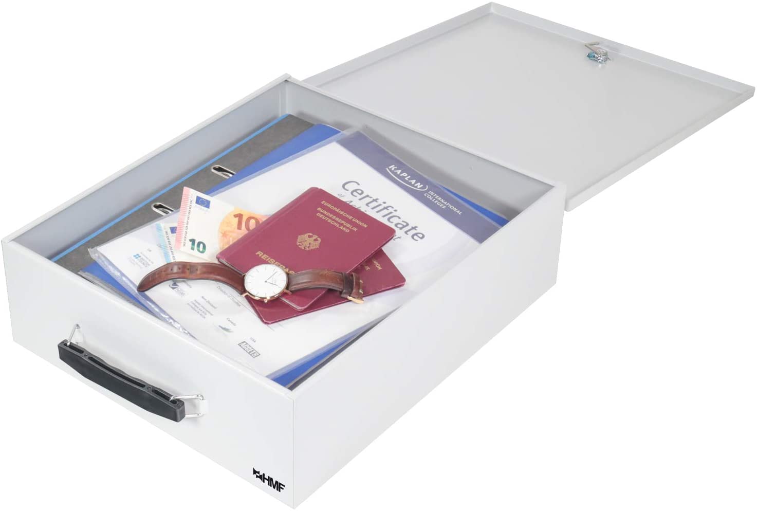 HMF Abschließbare XL Dokumentenkassette für Ordner DIN A4 / B4