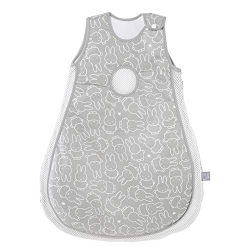 roba Babyschlafsack 56/62 cm - Easy Air miffy - Sommer Schlafsack für Neugeborene - aus Baumwolle mit Mesh Einsätzen - Hasen Motiv in Grau