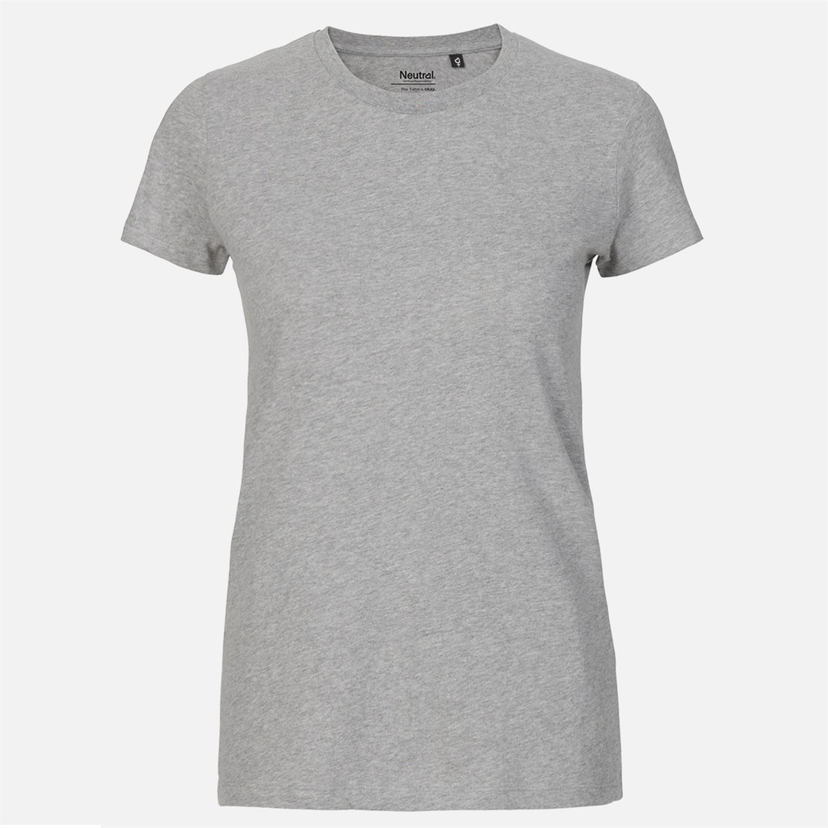 Damen-T-Shirt, Kurzarm, Rundhalsausschnitt, meliertes Grau, Baumwolle