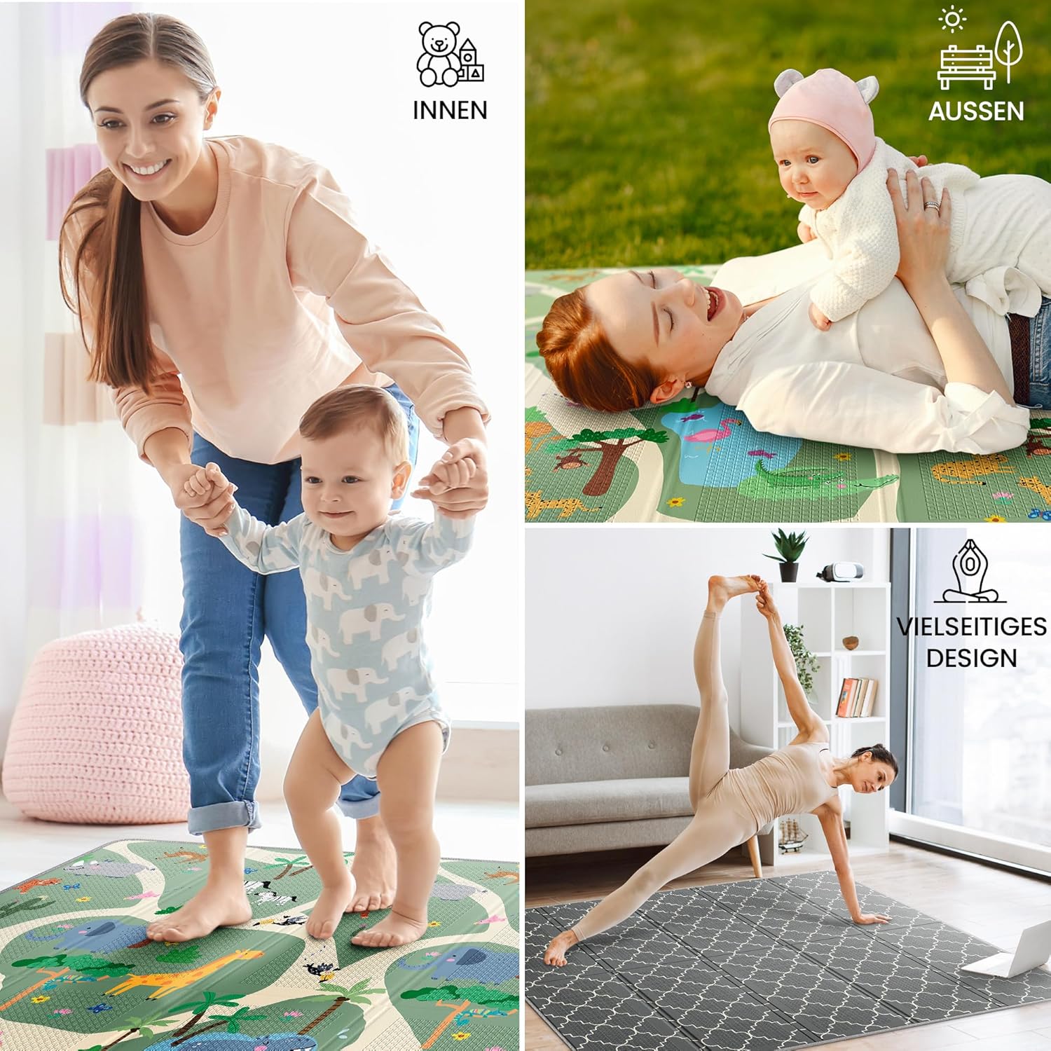 MAPALOU Krabbelmatte Spielmatte für Baby & Kinder Spielteppich Babymatte Bodenmatte