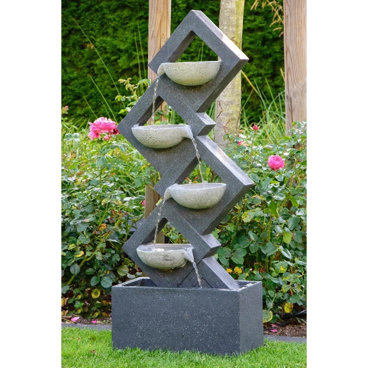 Skulptur, Wasserspiel, Gartenbrunnen, Stein, Geometrisch