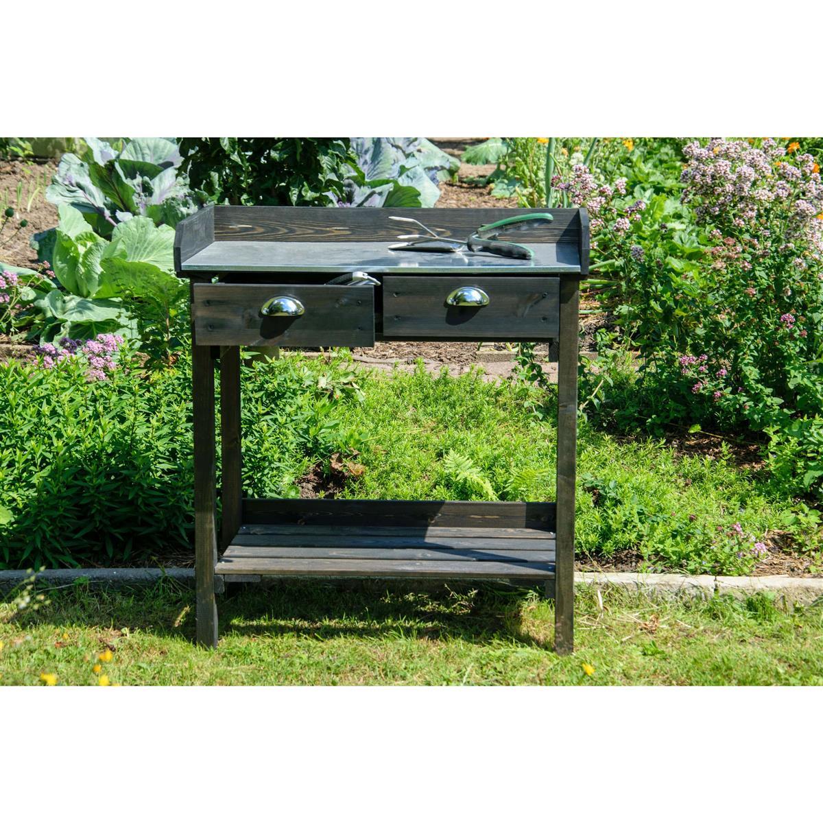 Grill, Holzgrill, Outdoor, Schwarz, Schublade