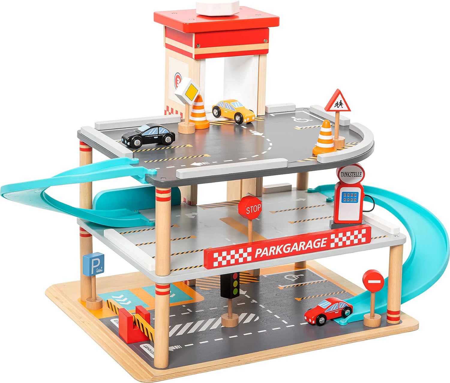 myToys SKC5260  Parkgarage pastell mit Accessoires Abfahrtsrampen