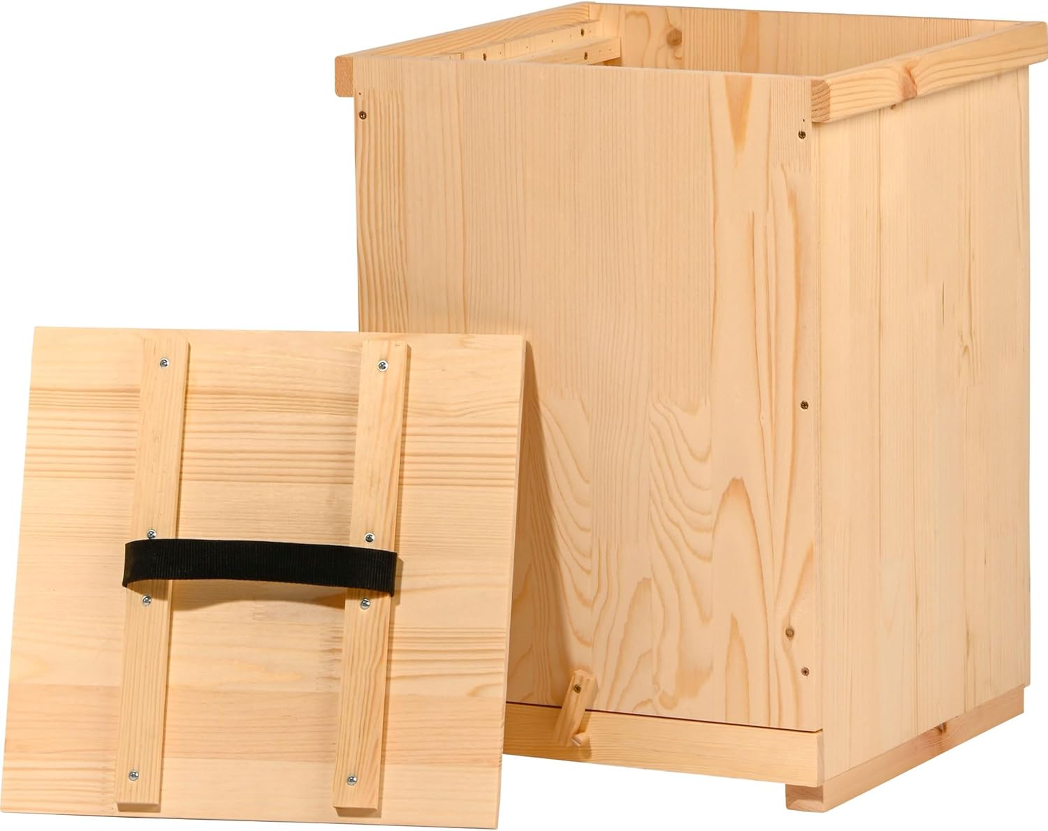 Dobar Luxus-Insektenhotels Wabentransportkiste aus Holz passend für ca. 10 Rähmchen - Transporter mit Deckel und Griff für die Imkerei 36,5 x 39,5 x 51 cm Natur