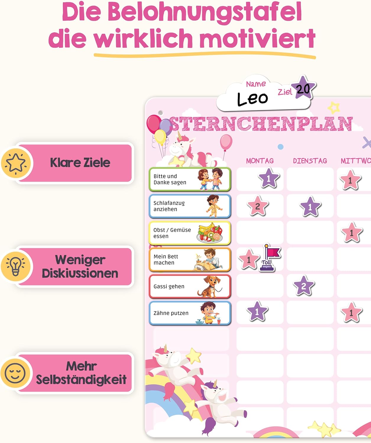 Kartonage, Sternchenplan, Motivationstafel, Ziele, Kinderspiele
