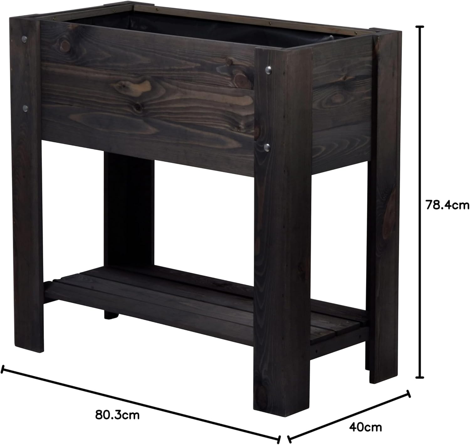 dobar Hochbeet Urban mit Ablagefläche Erhöhtes Gemüsebeet Salatbeet aus Massiv-Holz Pflanzkasten für Balkon/Garten/Terrasse 80 x 40 x 78 cm Anthrazit