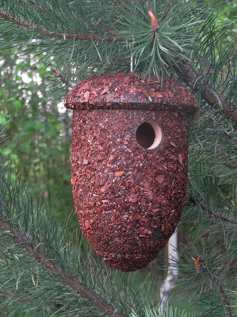 Nistkasten, Häuschen, Vogelnest, Rinde, Kiefernrinde