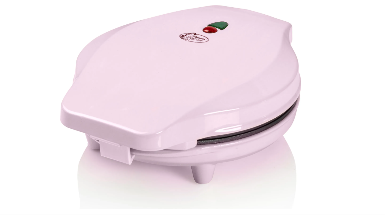 Bestron Bubble-Waffeleisen Waffelmaker für Bubble Waffeln zum Befüllen mit Eis Schokolade oder Obst mit Backampel & Antihaftbeschichtung 700 Watt Farbe: Rosa