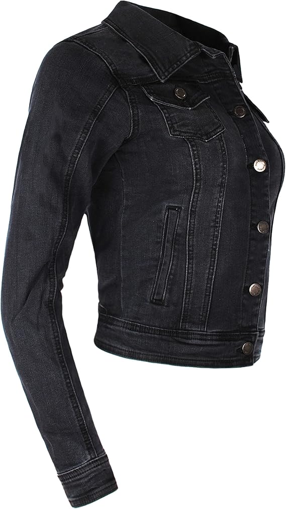 Fraternel Damen Jacke Jeansjacke Denim Jacket talliert Stretch schwarz Gr. 44/XXL