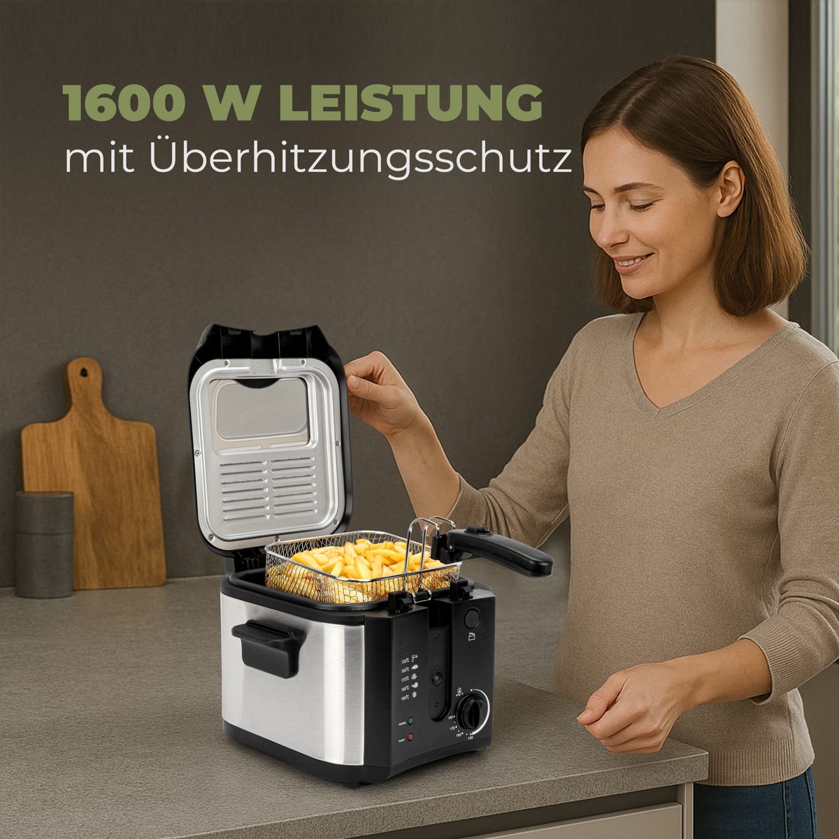 Clatronic Fritteuse FR 3649 schwarz/edelstahl Heißluftfritteuse