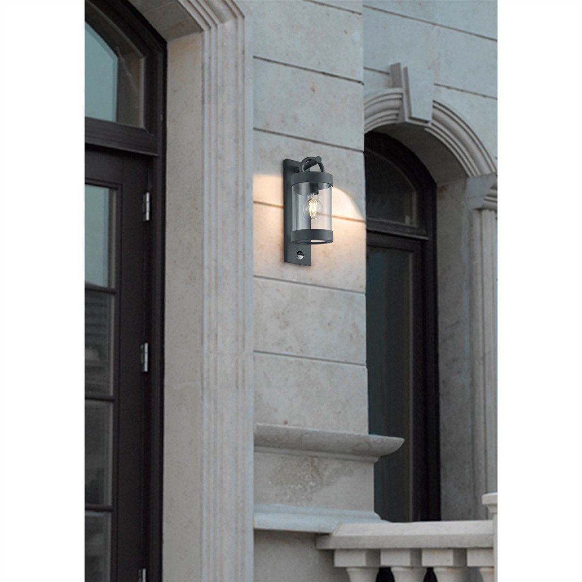 Wandleuchte, Außenlampe, Metall, Grau, Wandmontage