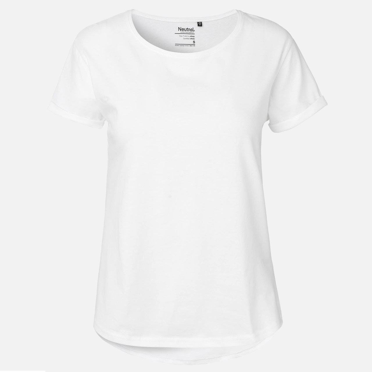 Doppelpack Ladies Roll Up Sleeve T-Shirt - Weiß / Bordeaux XL Weiss / Bordeaux