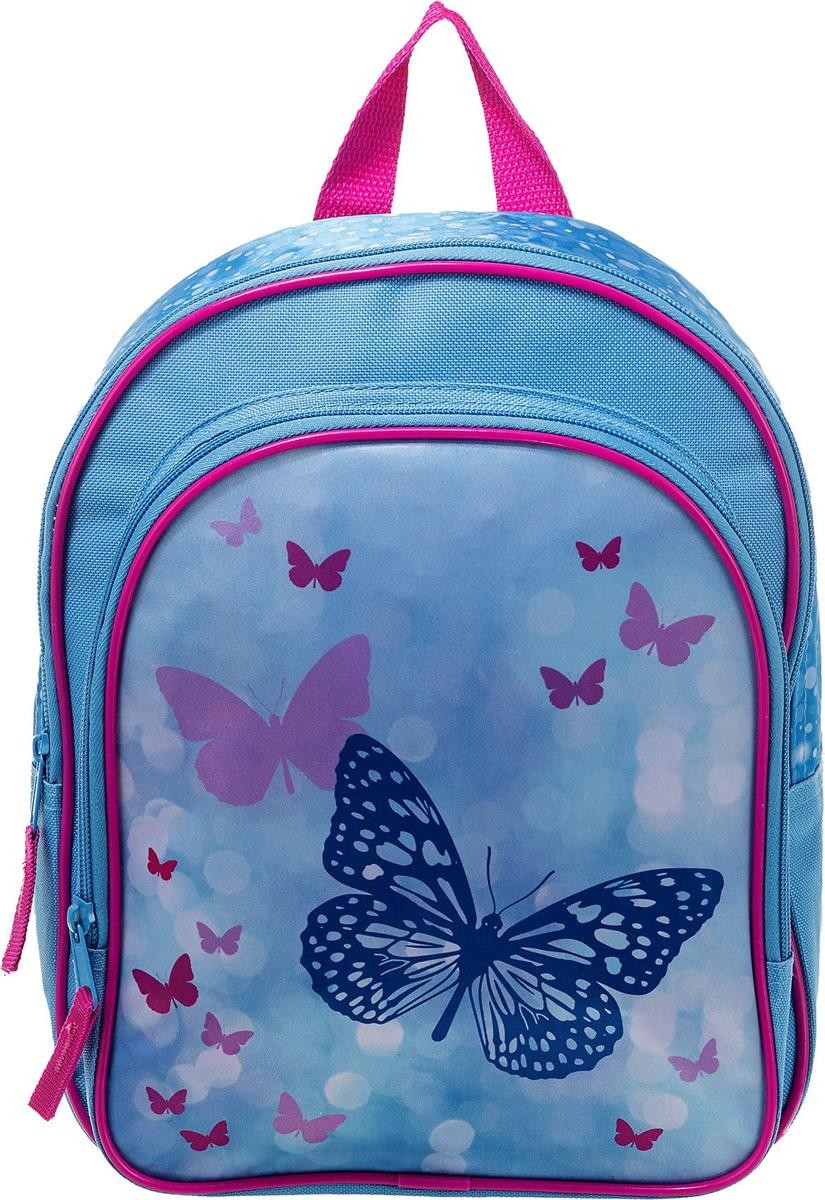 Rucksack, Schulrucksack, Schmetterlingsdruck, Blau, Butterfly-Print