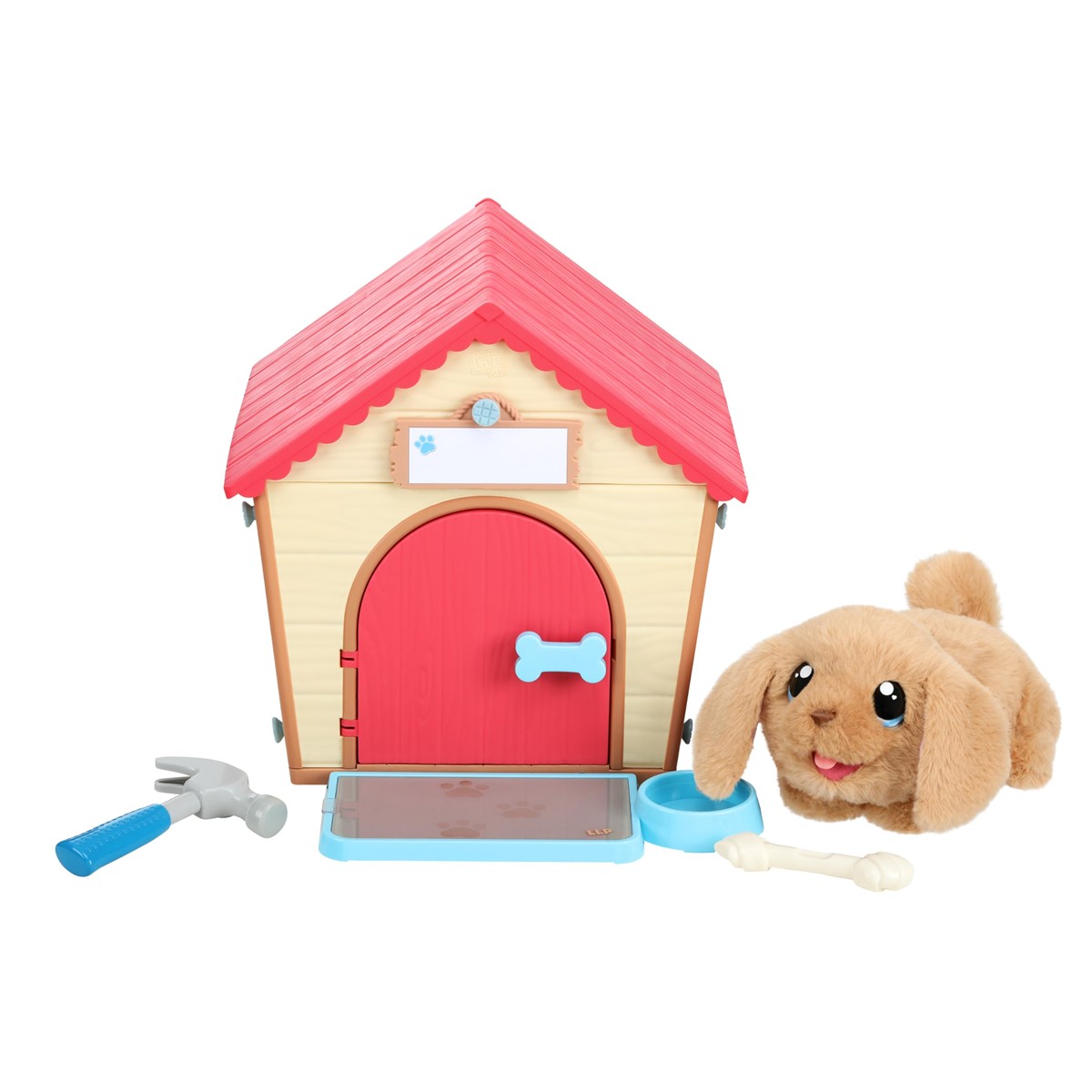 Hausspielzeug, Hundehütte, Stoffhund, Knochen, Futterwanne