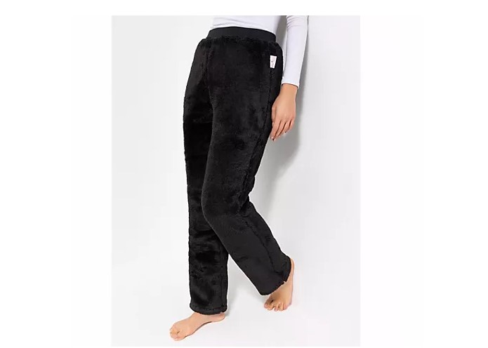 MONT CHALET Damen Hausanzug Jogginganzug Hose Jacke schwarz Plüsch Gr. S