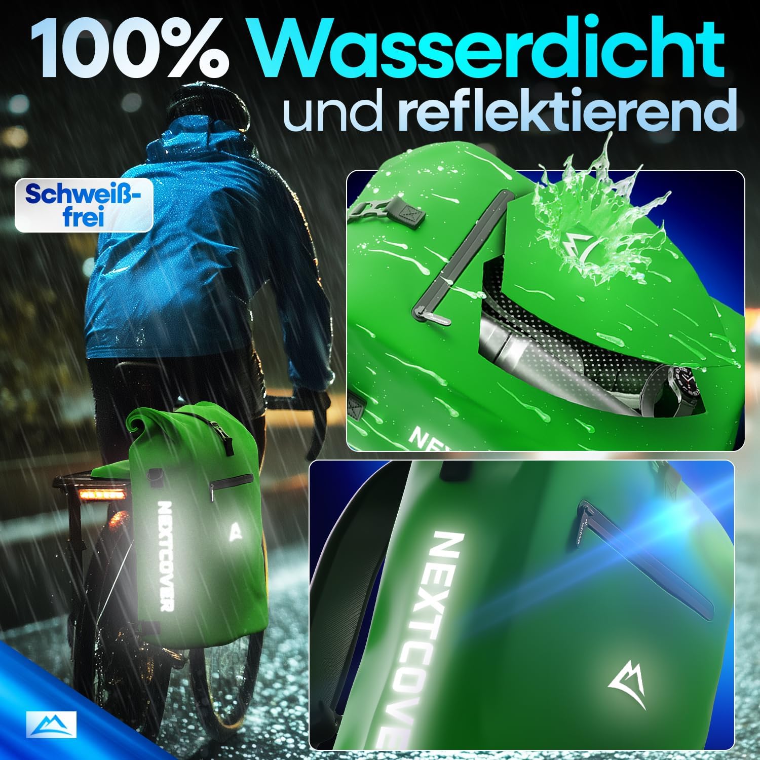 Nextcover NEU 3in1 Fahrradtasche für Gepäckträger PVC frei - Gepäckträgertasche Fahrradtasche Rucksack und Umhängetasche 25L Fahrrad Tasche wasserdicht Fahrradtaschen Gepäckträger