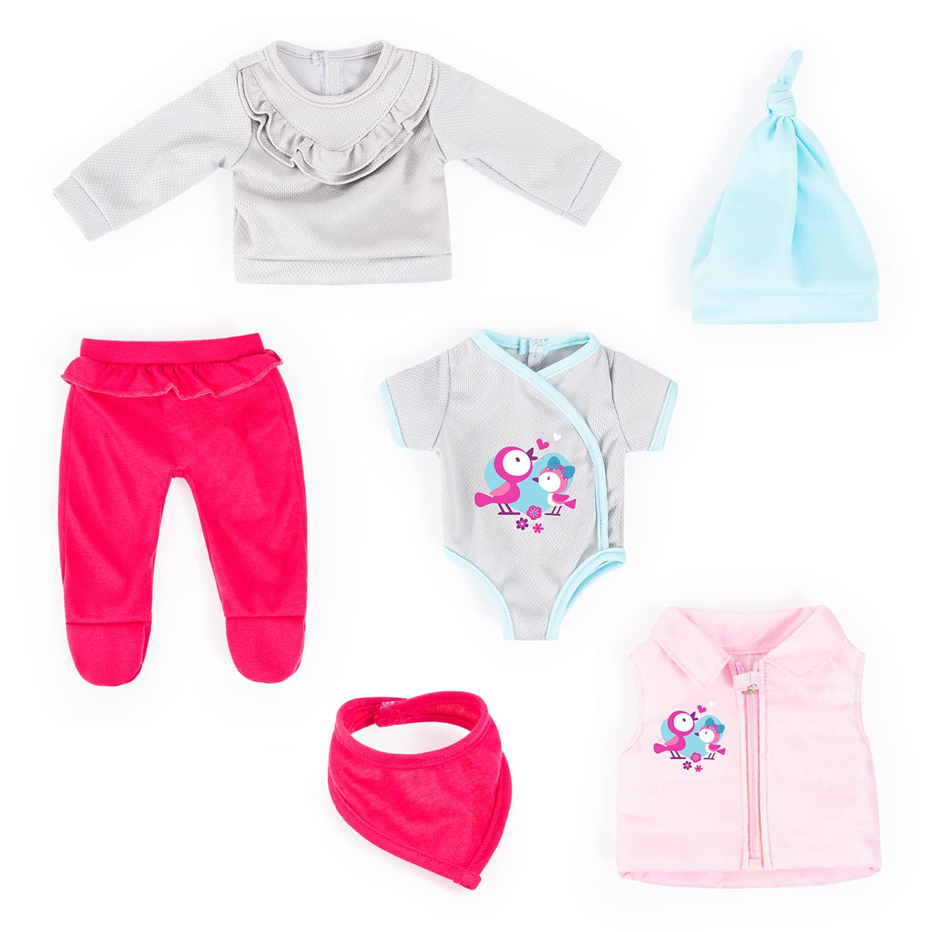 Bayer Design 84200AN Puppenkleidung, Outfits, Babypuppen Anziehsachen 38-43 cm, mehrteilig, Puppenzubehör