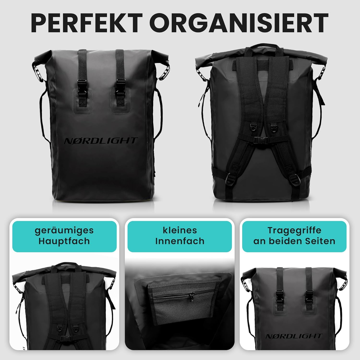Nordlight Wasserdichter Rucksack Dry Bag 35l - Roll Top Rucksack Kurierrucksack