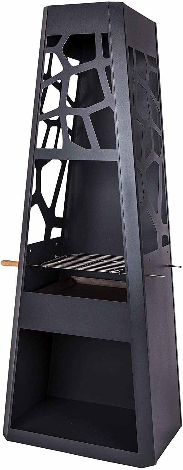 Dobar Metall Gartenkamin mit Grillrost Terrassenofen Feuerstelle Gartenfeuer