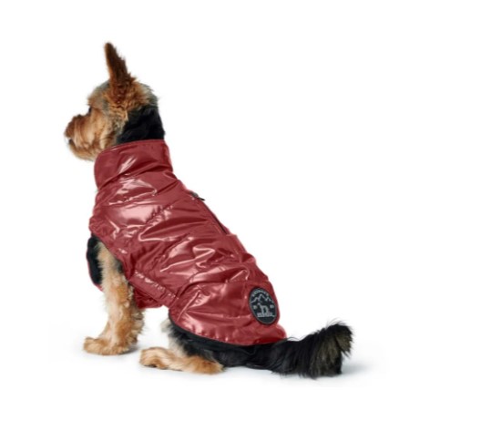 HUNTER TAMPERE modische Lack-Optik Fleece-Innenfutter Hundejacke Regenjacke rot 50cm