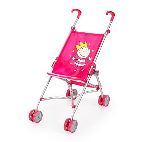 Bayer Design 30182AA Puppenbuggy Doppelräder Sicherheitsgurt faltbar aus Metall, rosa, 51x27x55 cm