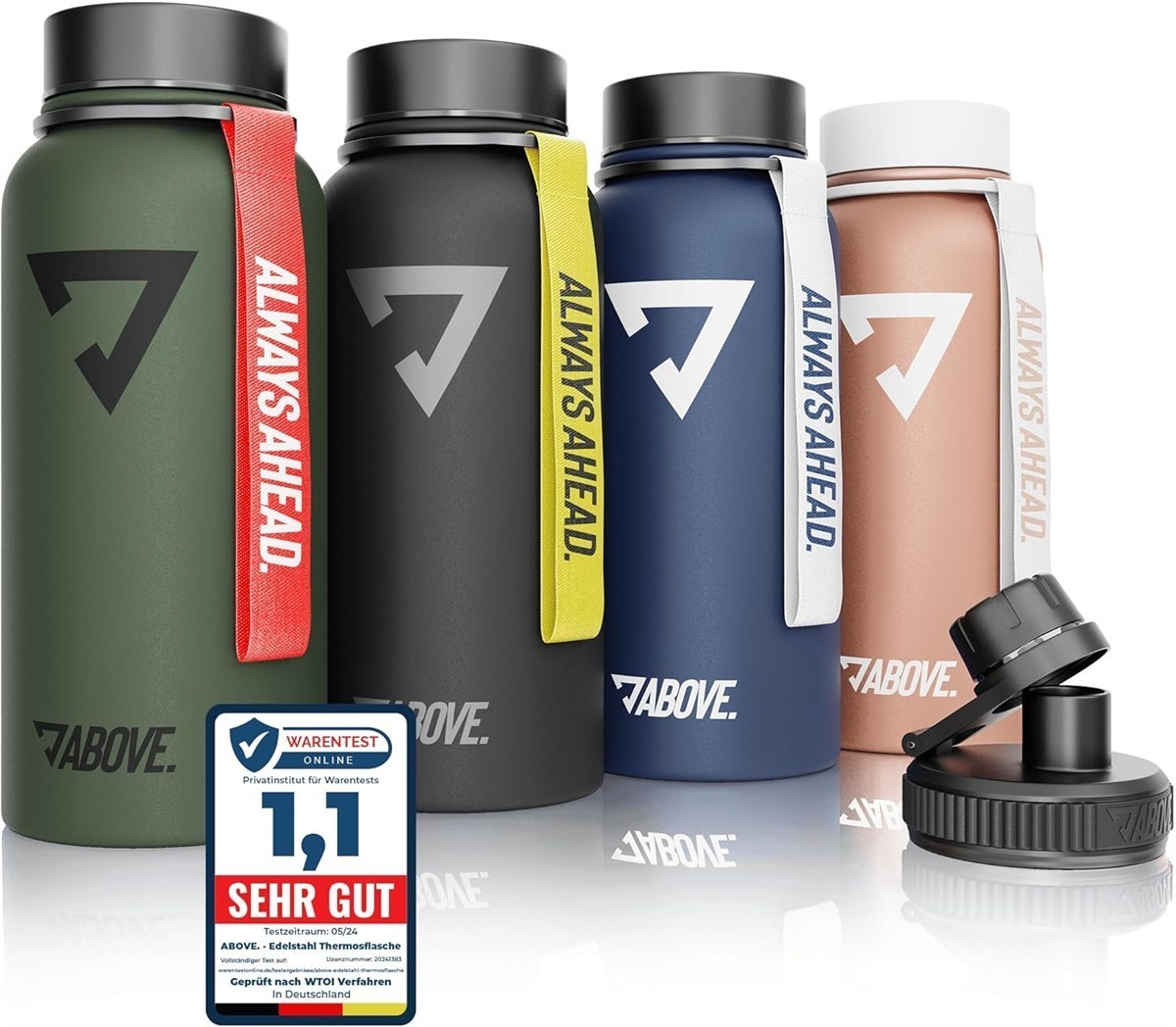 Trinkflasche, Thermosflasche, Sportflasche, Stoffband, Farbig
