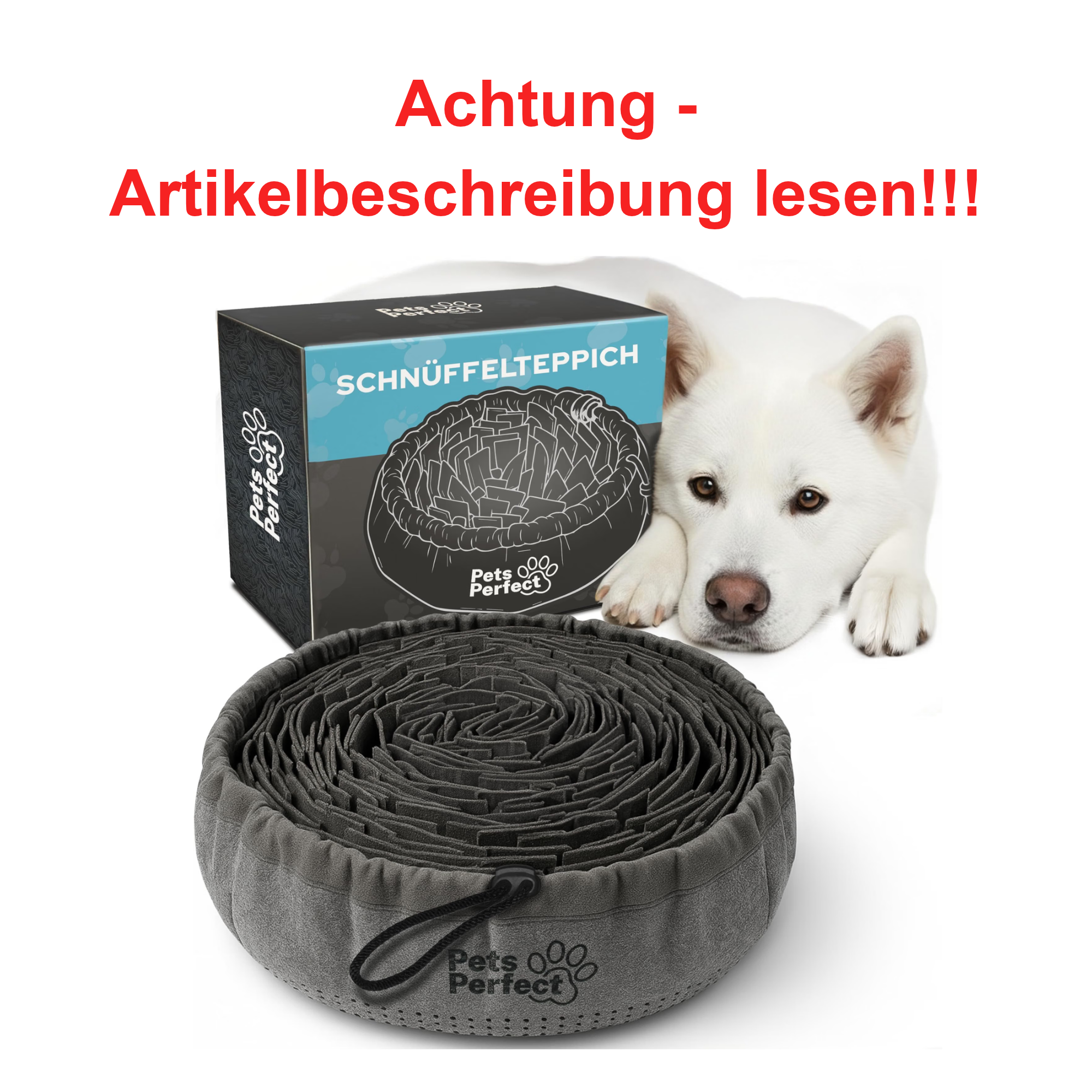 Schnüffelteppich, Hundespielzeug, Futter-Suchspiel, rund, grau