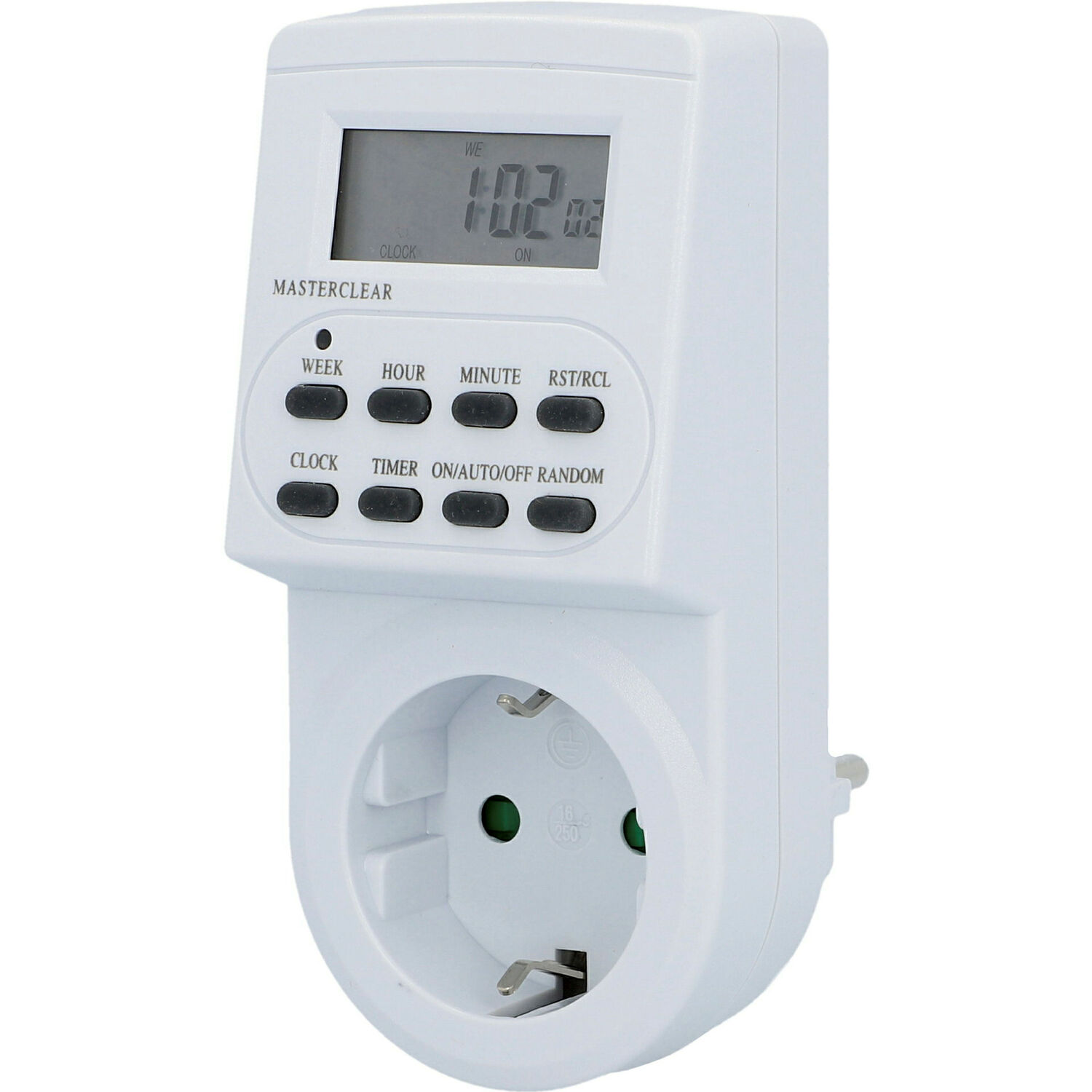 Digitaler Timer, Steckzeittimer, European Stecker, LCD-Anzeige, weißes Gerät