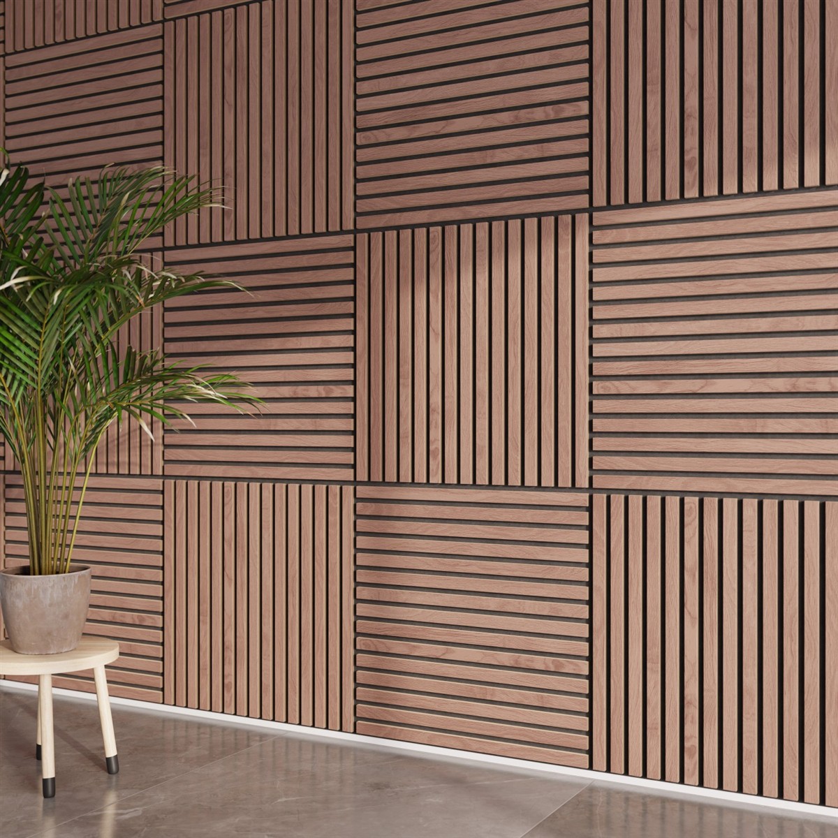 Akustikpaneel Wandverkleidung Walnuss MDF Natur Akustikfilz Schwarz 60 cm 2 St.