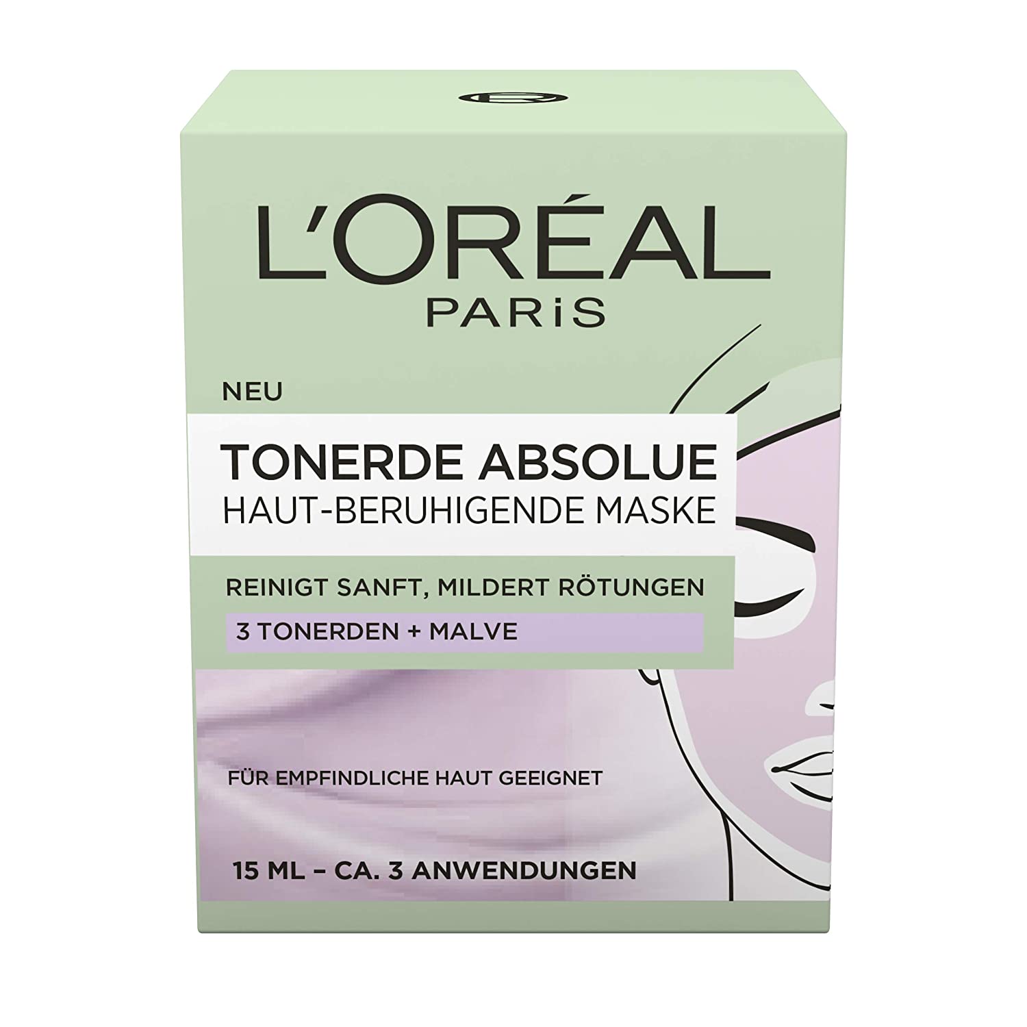 3x 15ml L'Oréal Paris Tonerde Absolue Haut-beruhigende Maske