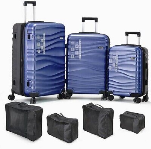 DMS 7tlg Hartschalenkofferset Koffer Reisekoffer Trolley türkis ABS-Hartschale blau