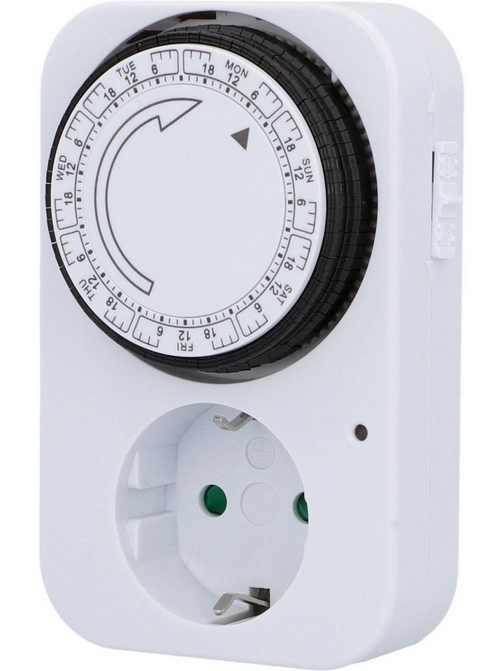UNITEC Wochen-Zeitschaltuhr, mechanisch, für Innenbereich IP20, analog, weiß, 2 Stunden-Abstände einstellbar