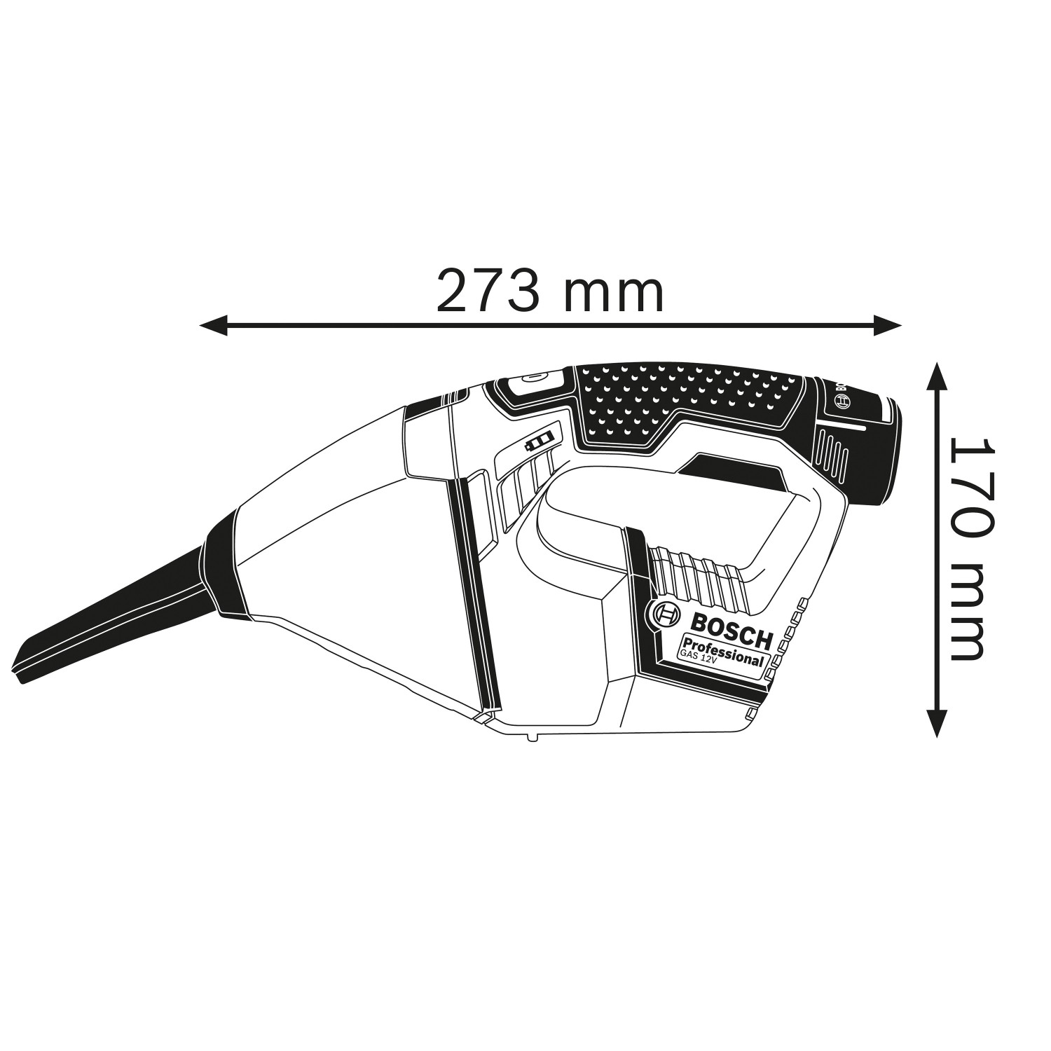 Bosch Professional Akku Handstaubsauger GAS 12 V LI Solo ohne Akku und Ladegerät