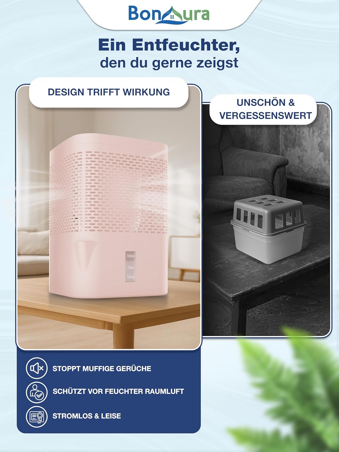 Luftbefeuchter, Ultraschallbefeuchter, Raumluftbefeuchter, Kompakt, Gehäuse pink