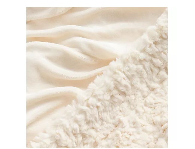 MONT CHALET Fellimitat-Heizdecke Lämmchen-Optik creme Kuscheldecke Wärmedecke