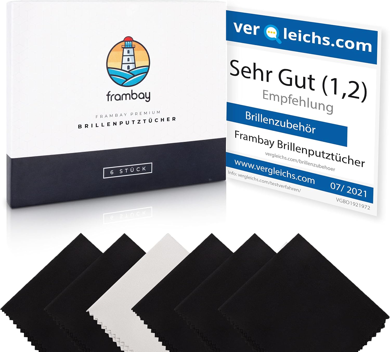 Frambay 6er Set Brillenputztuch Mikrofaser in Optikerqualität Brillenputztücher für Brille Handy und Kamera Brillen Putztücher - 18x15cm Brillenputztuch Microfaser