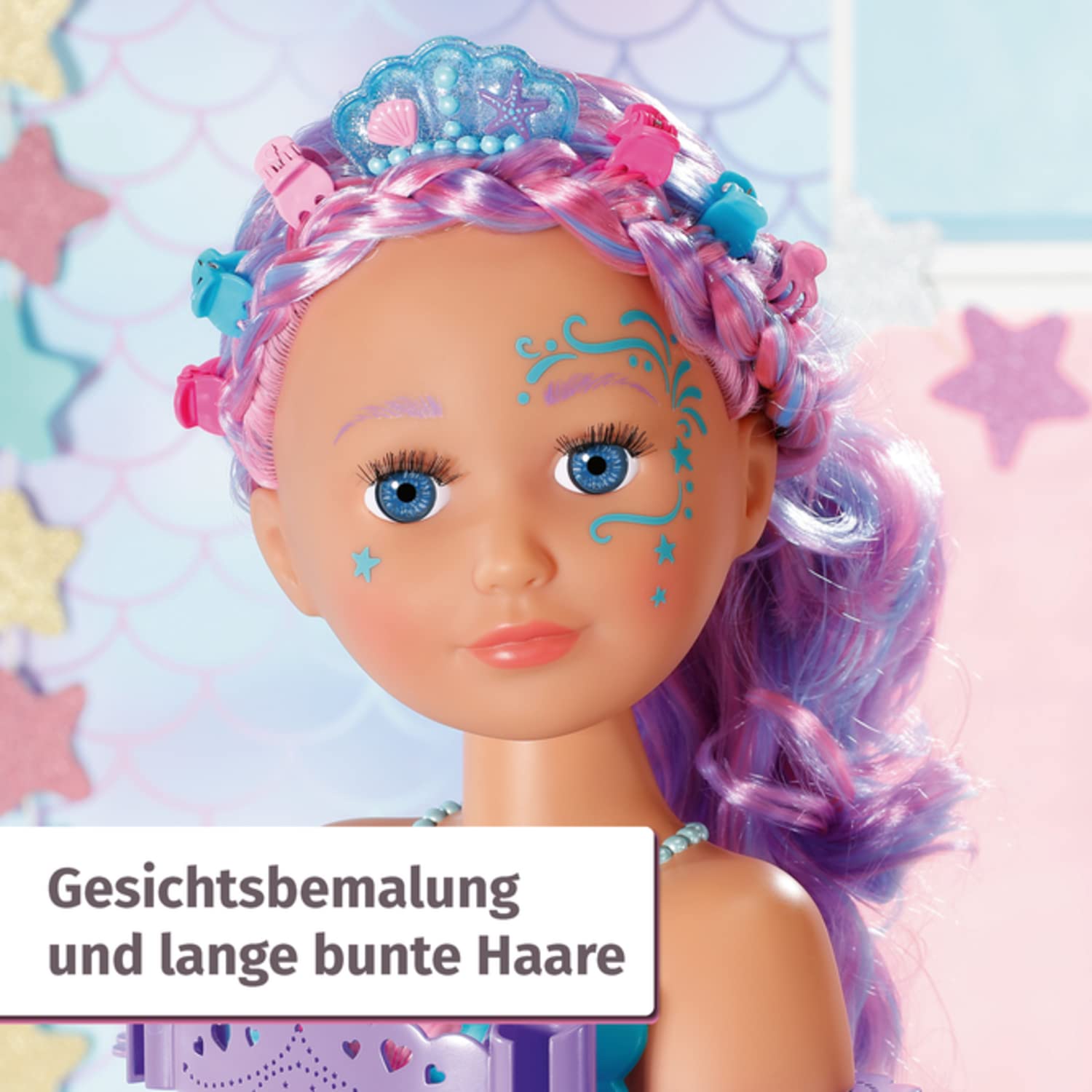 Zapf Creation 830550 BABY born Sister Styling Head Meerjungfrau Schminkkopf Frisierkopf Duschkopf