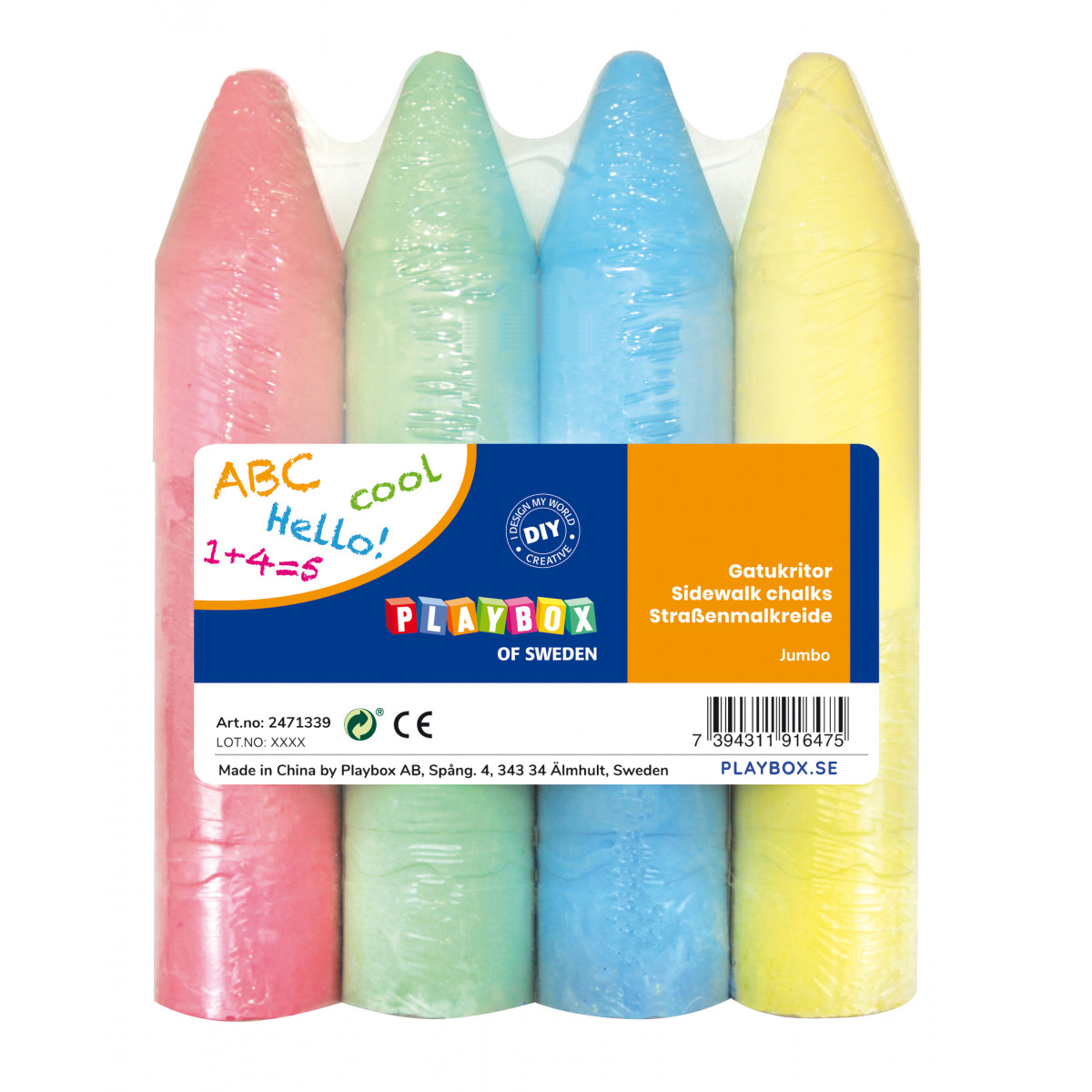 Playbox Straßenkreide Jumbo Kinderkreide Kreidefarben Straßenmalkreide Kreide