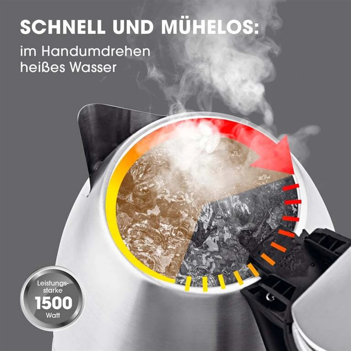 GOURMETmaxx Wasserkocher - 1,8l - Edelstahl