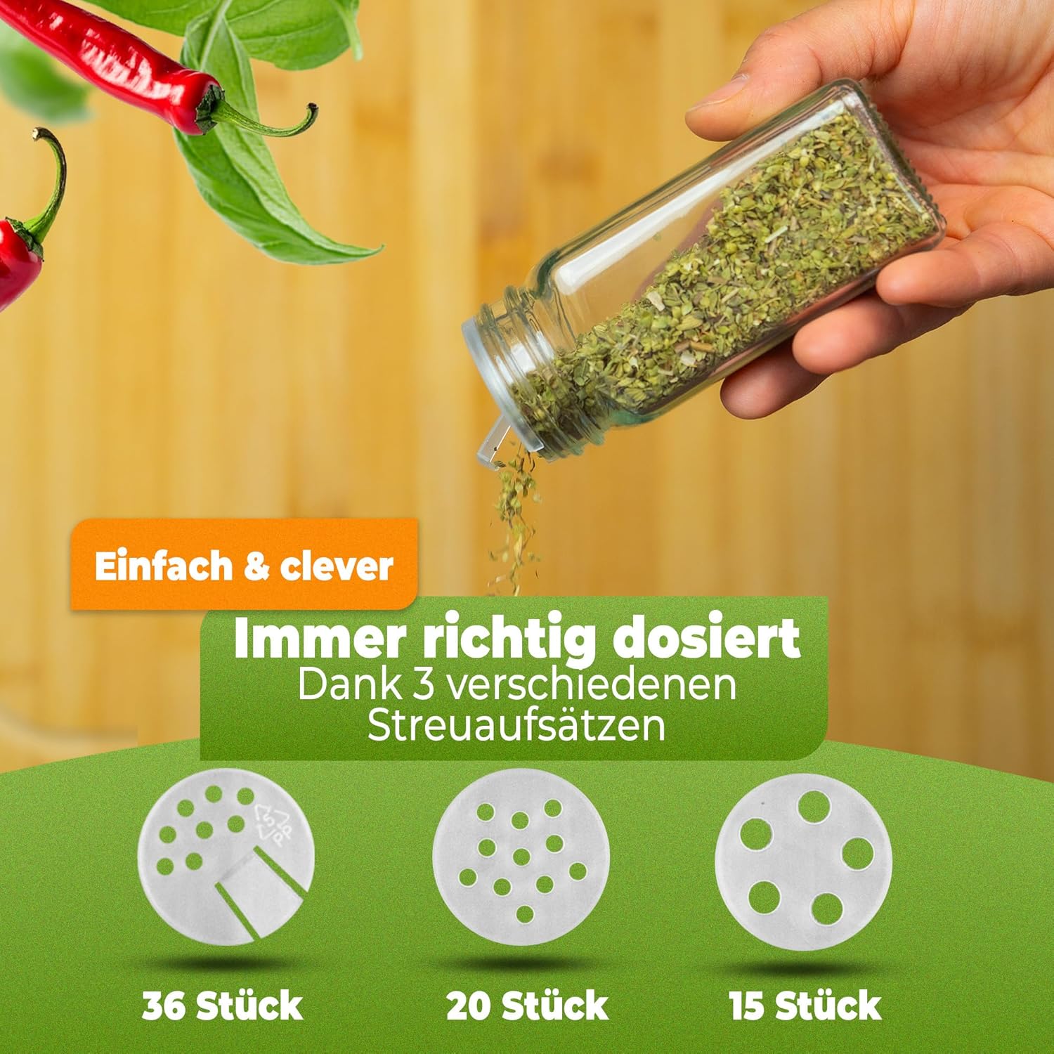 CLIDOR Gewürzgläser eckig 36 x 125ml Luftdichte Gewürzgläser mit Streueinsatz + 248 wasserfeste Gewürzetiketten Gewürz Organizer & Gewürzdosen Gewürzstreuer zum Nachfüllen Deckel aus Edelstahl