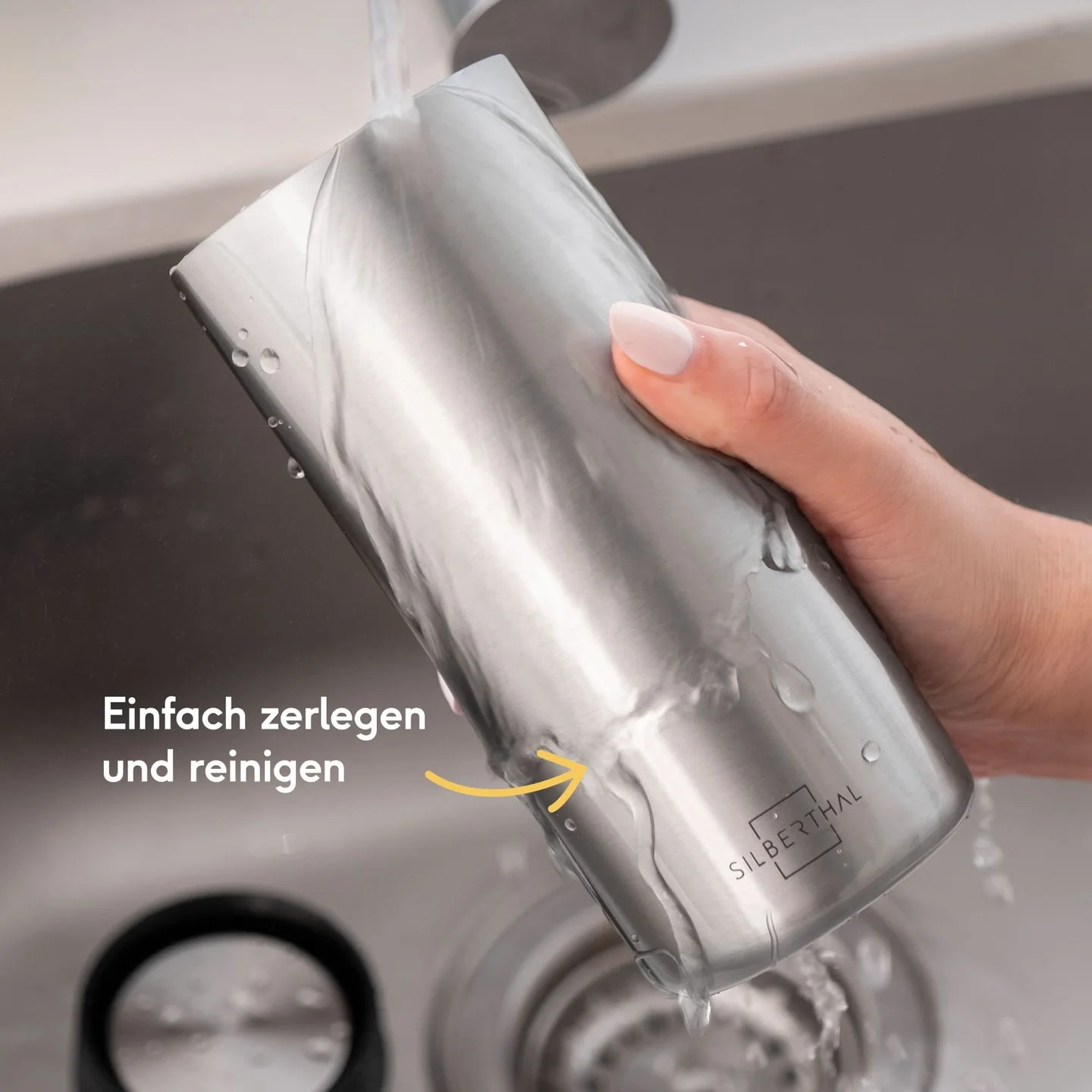 Silberthal Thermobecher 350ml vakuumisoliert Doppelwand Silber