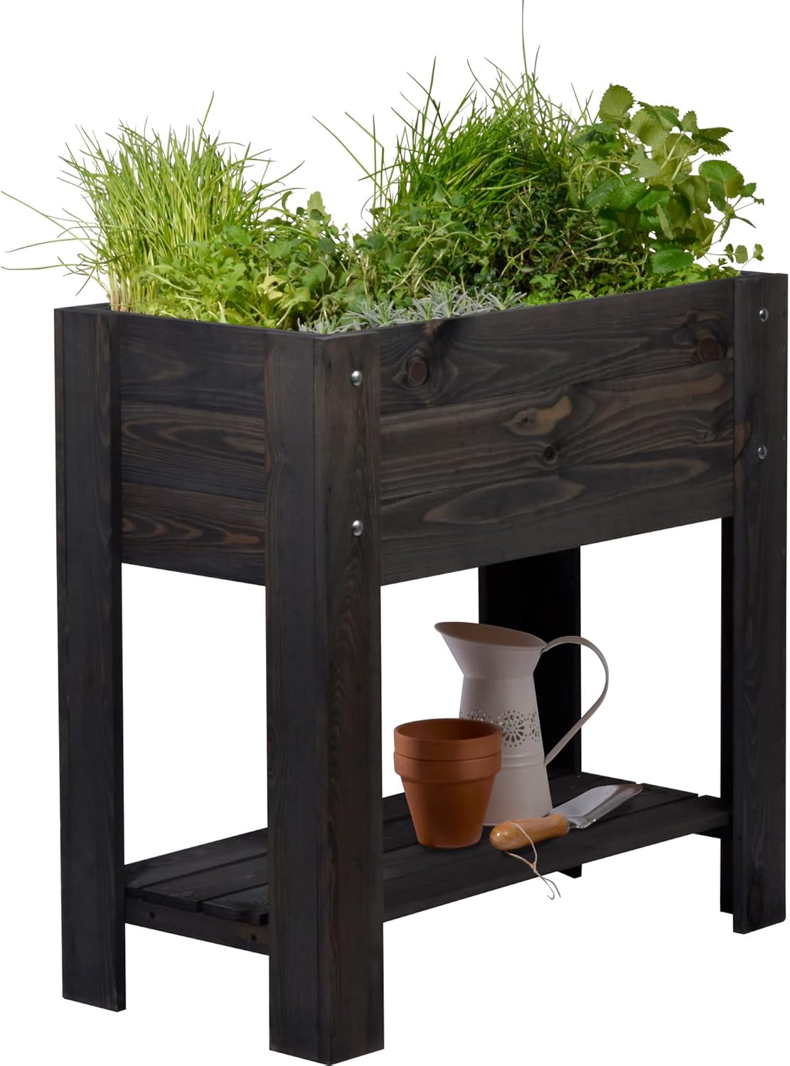 dobar Hochbeet Urban mit Ablagefläche Erhöhtes Gemüsebeet Salatbeet aus Massiv-Holz Pflanzkasten für Balkon/Garten/Terrasse 80 x 40 x 78 cm Anthrazit