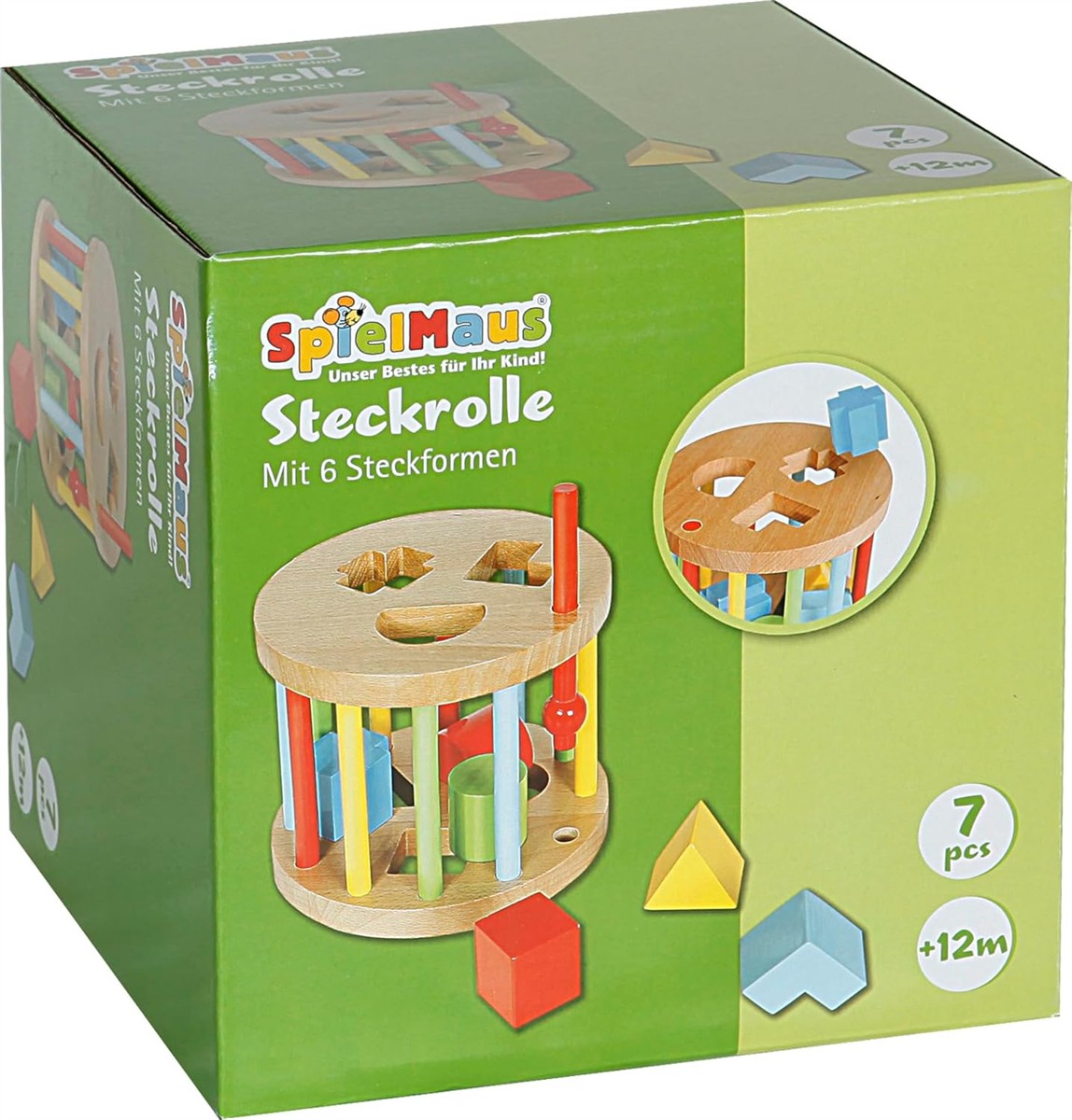 Steckspiel, Holzspielzeug, Kugelbahn, 6 Steckformen, Kinderzubehör